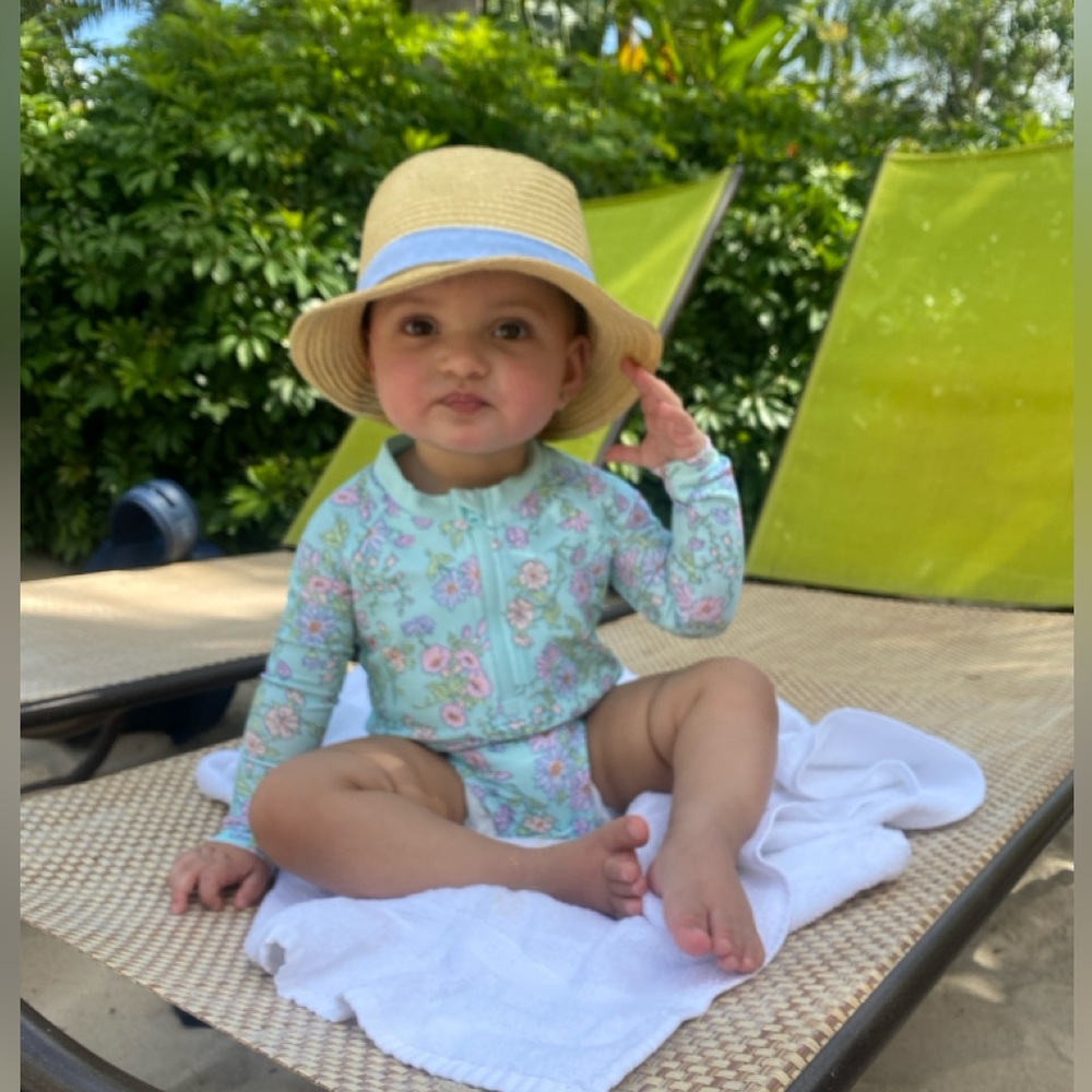 OshKosh B'gosh Floral Long Sleeve One Piece - Mint and Pink